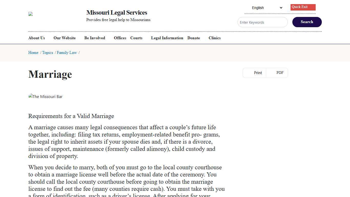 Marriage Missouri Legal Services